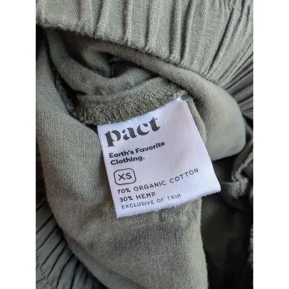 PACT Organic Cotton Hemp Pull On Khaki Green Cropped Pant Size XS Nature Outdoor - Picture 6 of 11